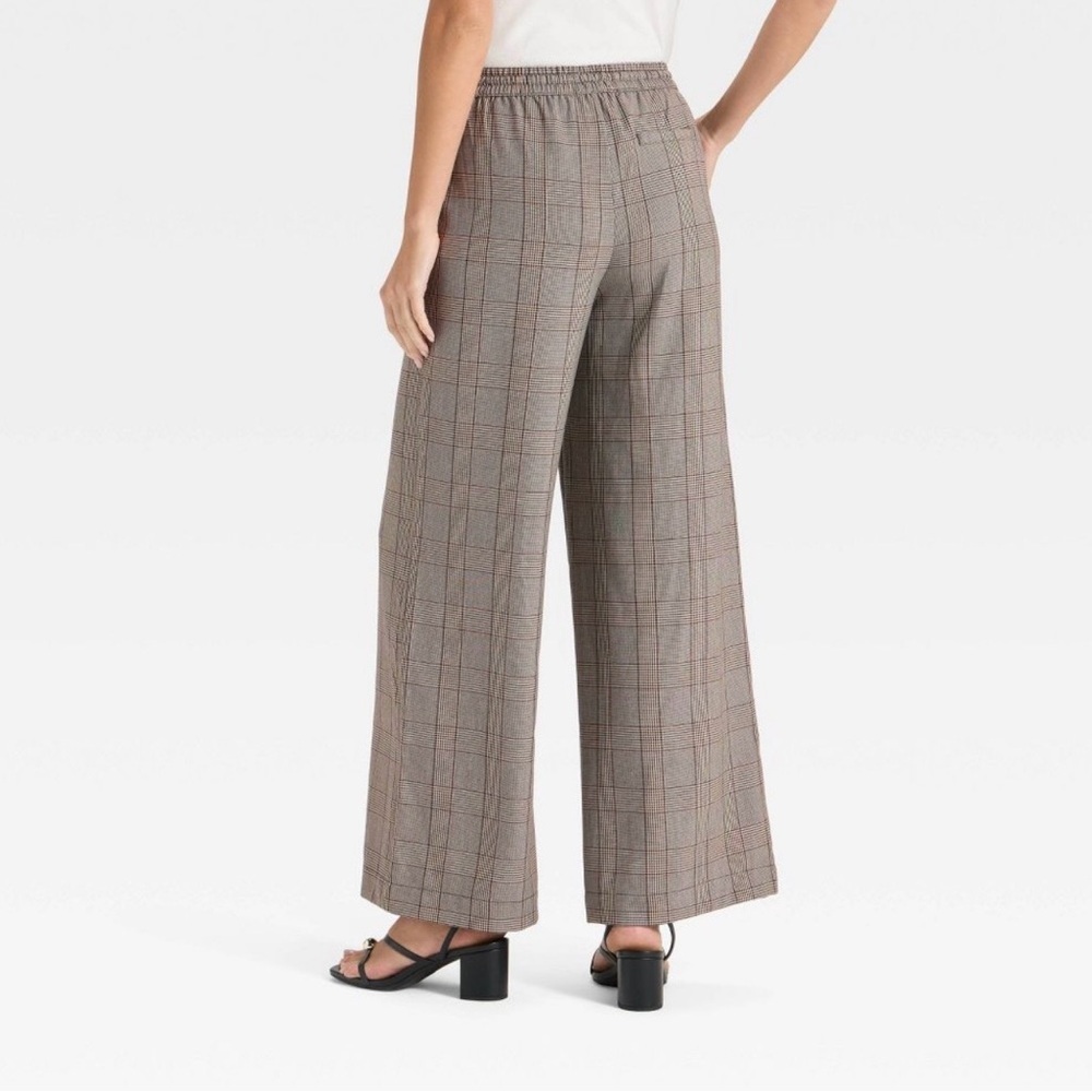 NWT a new day Size XXL Wide Leg Drawstring Plaid Pants - Brown - Picture 2 of 12
